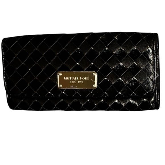 Michael Kors Black Leather Clutch With Chain
